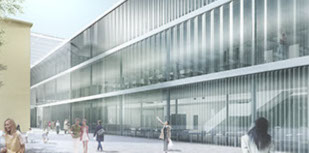 Visualisierung einer Bibliothek in Bozen für Karl und Probst Architekten